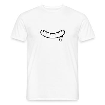Crispy fried sausage from the grill - Men's T-Shirt - white - Front - AI Model Male 178 dark (178cm)