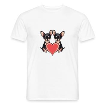 Chihuahua Chiens Couple Amour Couple Amoureux - T-shirt homme - blanc - Devant - AI Model Male 178 dark (178cm)