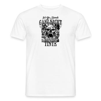 ✒ Totenkopf Tattoo > Niemals Ganz Nackt - Männer T-Shirt - Weiß - Vorne - AI Model Male 178 dark (178cm)