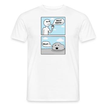 Hi Peter! Stone pun - Men's T-Shirt - white - Front - AI Model Male 178 dark (178cm)