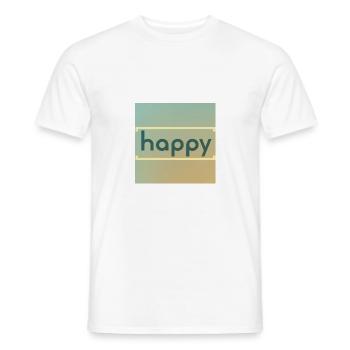 happy - Männer T-Shirt - Weiß - Vorne - AI Model Male 178 dark (178cm)