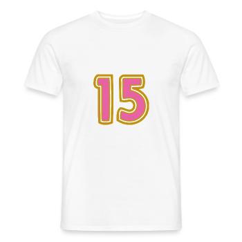 15. 15 YEARS. 15th ANNIVERSARY. 15 YEAR ANNIVERSARY. - Men's T-Shirt - white - Front - AI Model Male 178 dark (178cm)