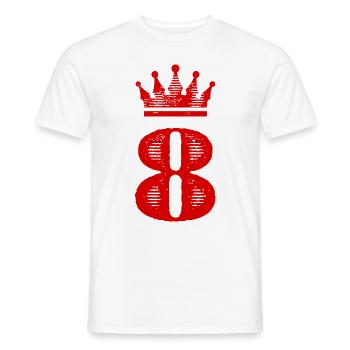 8 Cijfer kroon - Heren T-shirt - wit - Voor - AI Model Male 178 dark (178cm)