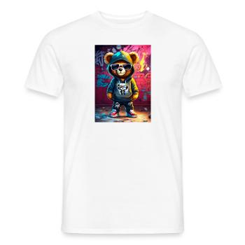 Ours en Peluche Urban Street - T-shirt homme - blanc - Devant - AI Model Male 178 dark (178cm)