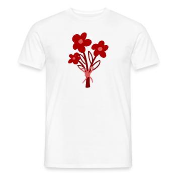 Bouquet de fleurs rouges et noeud 2403-26 - T-shirt homme - blanc - Devant - AI Model Male 178 dark (178cm)