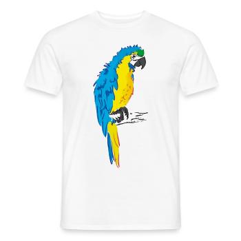 Macaw parrot yellow, blue drawing - Men's T-Shirt - white - Front - AI Model Male 178 dark (178cm)
