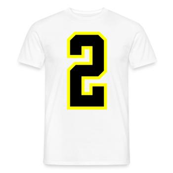 Justaucorps à 2 chiffres - T-shirt homme - blanc - Devant - AI Model Male 178 dark (178cm)