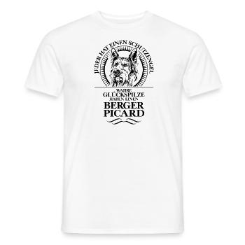 BERGER PICARD Schutzengel Hundespruch Wilsigns - Männer T-Shirt - Weiß - Vorne - AI Model Male 178 dark (178cm)