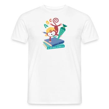 Singe avec cône d’école inscription à l’école enfant - T-shirt homme - blanc - Devant - AI Model Male 178 dark (178cm)