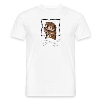 Lit de loutre de mer endormi - T-shirt homme - blanc - Devant - AI Model Male 178 dark (178cm)