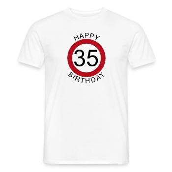 Joyeux anniversaire 35 anniversaire de signe de route - T-shirt homme - blanc - Devant - AI Model Male 178 dark (178cm)