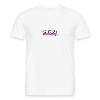 Stay groovy minimalist saying funny humor - Men's T-Shirt - white - Front - AI Model Male 178 dark (178cm)