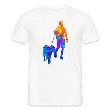 Propriétaire Chien Propriétaire Maîtresse Chien Promenade - T-shirt homme - blanc - Devant - AI Model Male 178 dark (178cm)