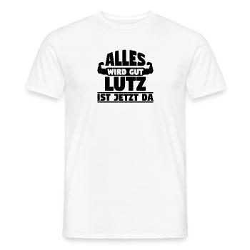 Alles wird gut Lutz ist jetzt da - Männer T-Shirt - Weiß - Vorne - AI Model Male 178 dark (178cm)