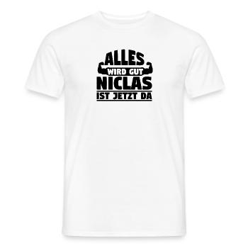 Alles wird gut Niclas ist jetzt da - Männer T-Shirt - Weiß - Vorne - AI Model Male 178 dark (178cm)