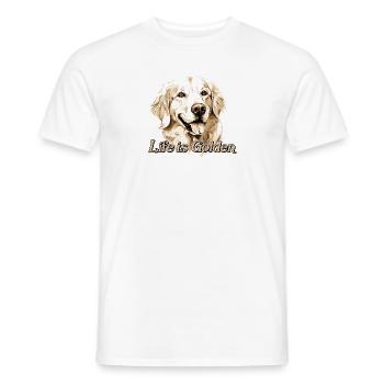 Golden Retriever Labrador Dog Life is Golden - Men's T-Shirt - white - Front - AI Model Male 178 dark (178cm)