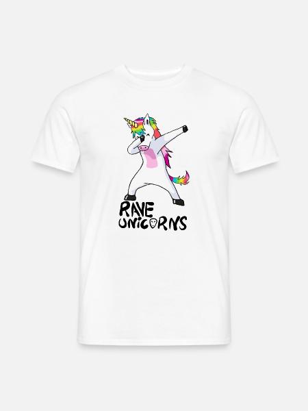 Logo Rave Jednorożce Tekst - T-shirt męski - biały