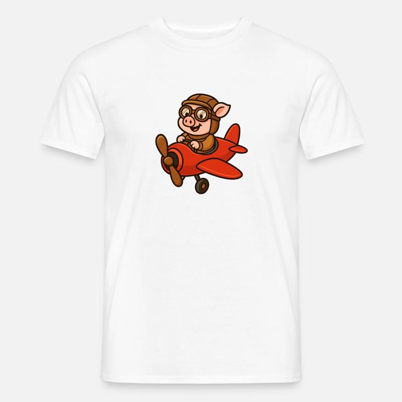 Ausdrucksstarker Schweinepilot im Retro-Stil - Männer T-Shirt - Weiß