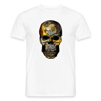 Ornement Crâne Filigrane D’or - T-shirt homme - blanc - Devant - AI Model Male 178 dark (178cm)