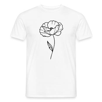 Poppy – Line Graphic, Flower Outlines - Men's T-Shirt - white - Front - AI Model Male 178 dark (178cm)