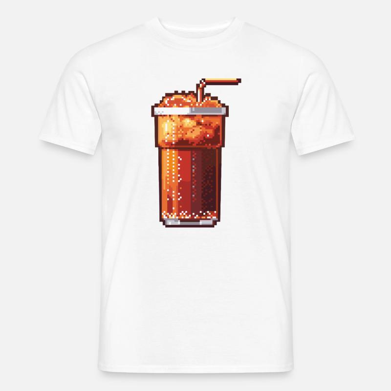 Pixel Cola Glas mit Eis - Männer T-Shirt - Weiß