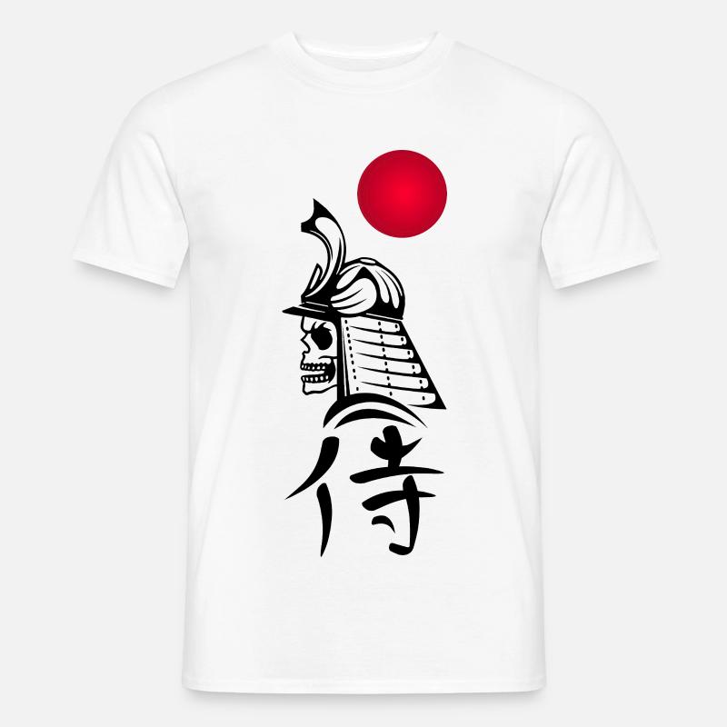 Schwarzer Samurai und Rote Sonne - Männer T-Shirt - Weiß
