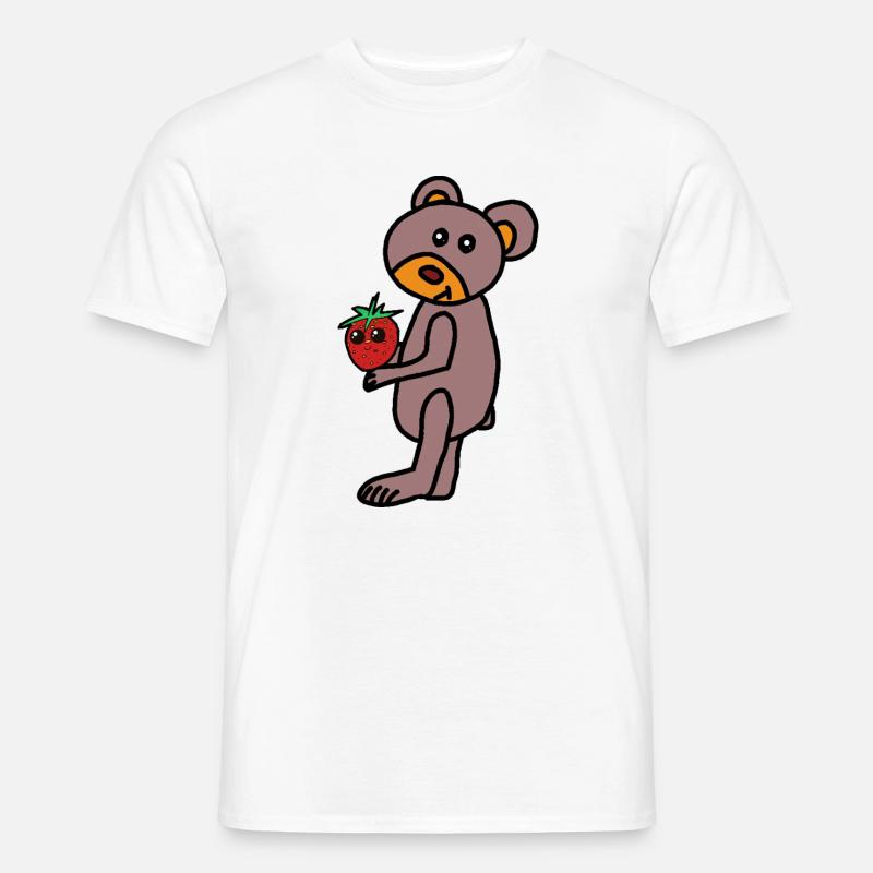 Teddy Teddys Kind Bär  Erdbeere - Männer T-Shirt - Weiß