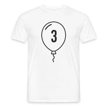 Balloon Number 3 – Birthday & Party Design - Men's T-Shirt - white - Front - AI Model Male 178 dark (178cm)