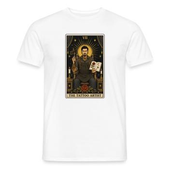 Tatoueur | Tarot Métier de tatoueur - T-shirt homme - blanc - Devant - AI Model Male 178 dark (178cm)