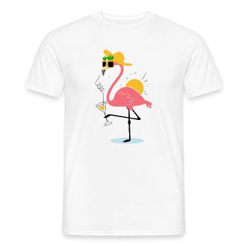 Design d’été flamant – Ambiance tropicale - T-shirt homme - blanc - Devant - AI Model Male 178 dark (178cm)
