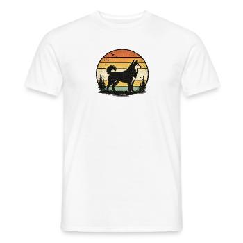Husky Retro Sunset - T-shirt homme - blanc - Devant - AI Model Male 178 dark (178cm)