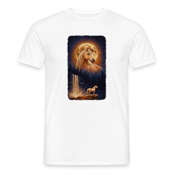 Mystisches Pferd Vollmond und Wasserfall - Männer T-Shirt - Weiß - Vorne - AI Model Male 178 dark (178cm)