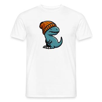 Baby T Rex Dino Dinosaurier Beanie Mütze Sticker - Männer T-Shirt - Weiß - Vorne - AI Model Male 178 dark (178cm)