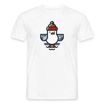North Sea Moin Seagull with Beanie Hat T-Shirt - Men's T-Shirt - white - Front - AI Model Male 178 dark (178cm)
