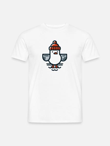 Mouette de la mer du Nord avec bonnet T-shirt - T-shirt homme - blanc