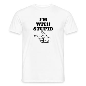 I'm with stupid - Men's T-Shirt - white - Front - AI Model Male 178 dark (178cm)
