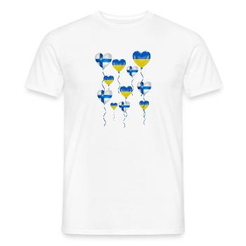 Finland Solidarity and a heart for Ukraine - Men's T-Shirt - white - Front - AI Model Male 178 dark (178cm)