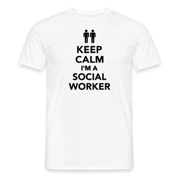 Keep calm I'm Social Worker - Heren T-shirt - wit - Voor - AI Model Male 178 dark (178cm)