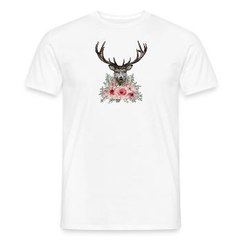 Cerfs et Roses Dirndl Dames de remplacement - T-shirt homme - blanc - Devant - AI Model Male 178 dark (178cm)
