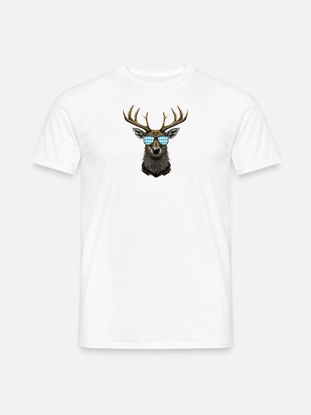 Hirschkopf Sonnenbrille Bayern Volksfest Lausbua - Männer T-Shirt - Weiß