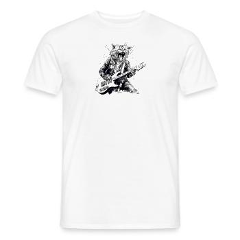 Cat with guitar - Men's T-Shirt - white - Front - AI Model Male 178 dark (178cm)