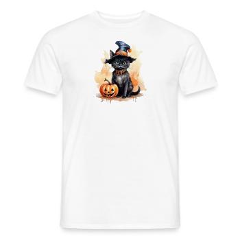 Katzen Halloween Kürbis Katzen Liebhaber - Männer T-Shirt - Weiß - Vorne - AI Model Male 178 dark (178cm)