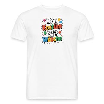 Mein Kostüm ist in der Wäsche Karneval Fasching - Männer T-Shirt - Weiß - Vorne - AI Model Male 178 dark (178cm)