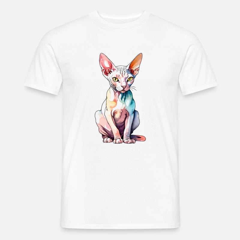 Sphynx Katze Wasserfarben - Männer T-Shirt - Weiß