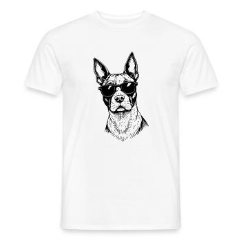 Cooler Hund mit Sonnenbrille Illustration - Männer T-Shirt - Weiß - Vorne - AI Model Male 178 dark (178cm)