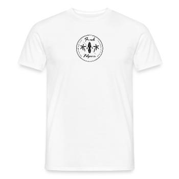Retro French Polynesia Beach Surfing Fan Vacation - Men's T-Shirt - white - Front - AI Model Male 178 dark (178cm)