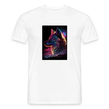 Aurora Borealis Synthwave Wolf - Männer T-Shirt - Weiß - Vorne - AI Model Male 178 dark (178cm)