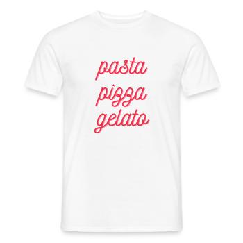Pizza Pasta Gelato – Italian Food TypographyDesign - Men's T-Shirt - white - Front - AI Model Male 178 dark (178cm)