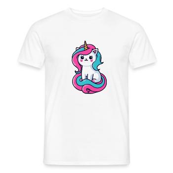 Chat licorne - T-shirt homme - blanc - Devant - AI Model Male 178 dark (178cm)