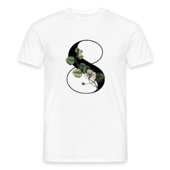 Nummer 8 Grüne Blumen - 8. Blumengeburtstag - Männer T-Shirt - Weiß - Vorne - AI Model Male 178 dark (178cm)